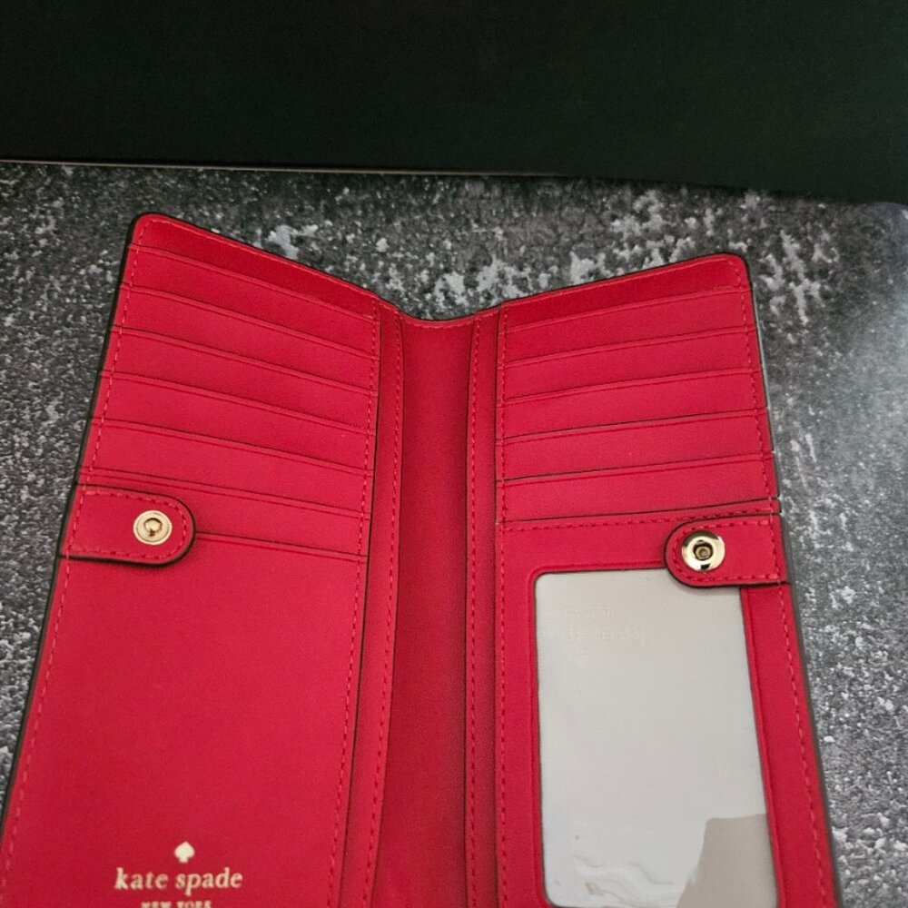 Kate Spade New York Saffiano Red Leather Wallet - Picture 3 of 5